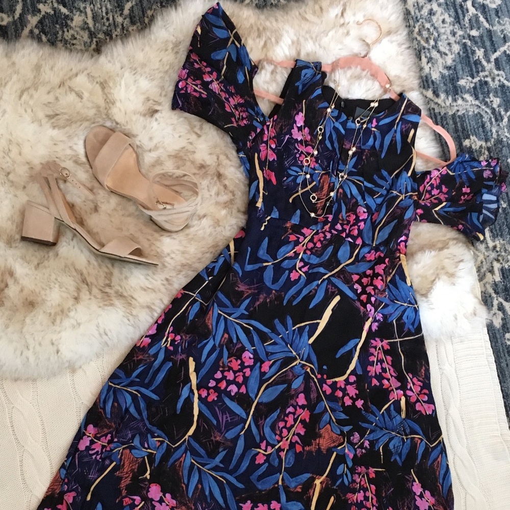 Anthropologie Maeve Cold Shoulder Floral Dress